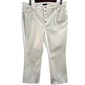 TALBOTS JEANS, Size 16P, White Button Fly Demi Boot Ankle Jean, Excellent Cond.